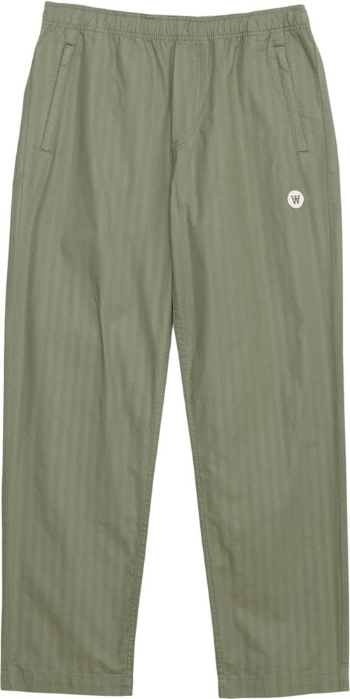 Wood Wood Wwlee Herringbone Trousers Mand Olive Casual Bukser Str S - hos Magasin