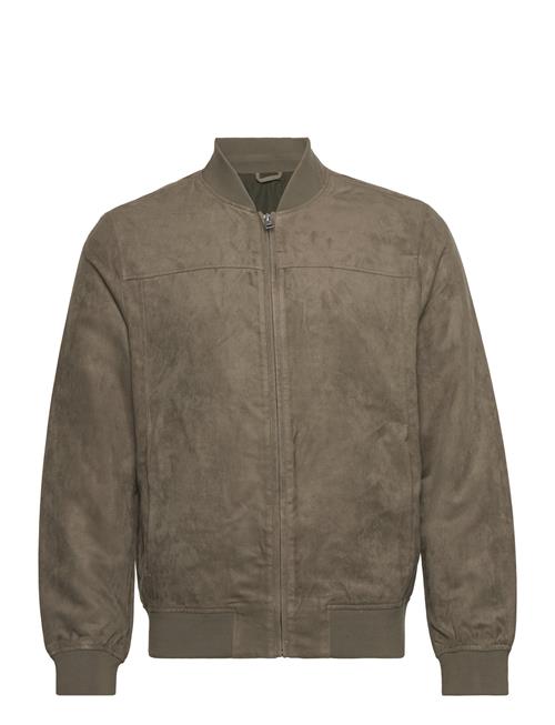 Mango Suede-Effect Bomber Jacket Mango Khaki