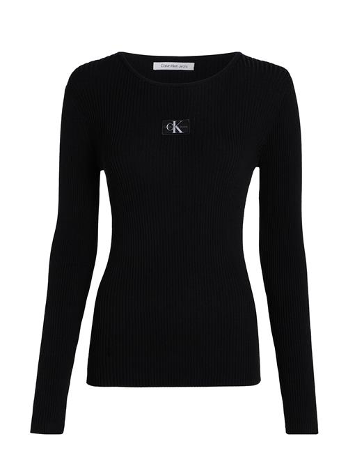 Se Calvin Klein Jeans Woven Label Tight Sweater Calvin Klein Jeans Black ved Booztlet