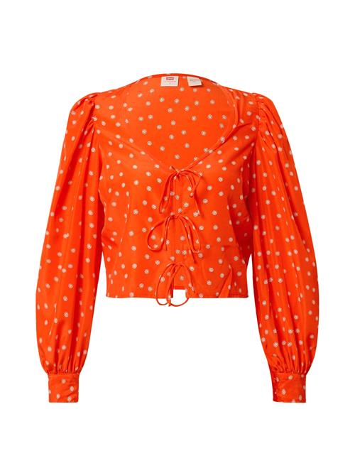 LEVI'S ® Bluse 'Fawn Tie Blouse'  mandarin / orangerød / sort / hvid