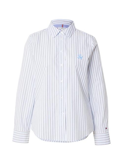 Se TOMMY HILFIGER Bluse  azur / pastelblå / røggrå / hvid ved About You