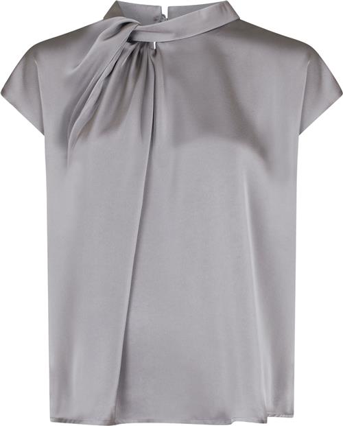 Neo Noir Fleur Drapy Satin Blouse Kvinde Grey Toppe Str 42 - hos Magasin