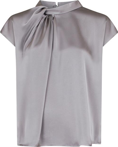 Neo Noir Fleur Drapy Satin Blouse Kvinde Grey Toppe Str 36 - hos Magasin