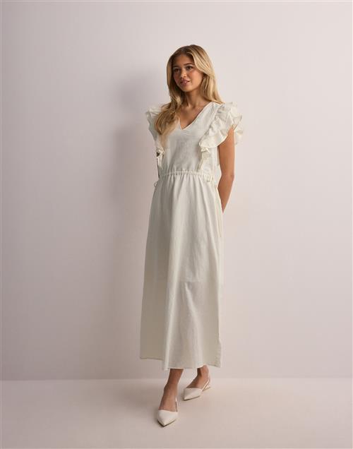 Selected Femme - Hvid - Slfhillie Ss Ankle Linen Dress B