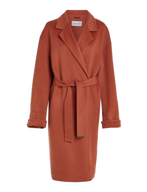 Calvin Klein Df Wool Belted Wrap Coat Calvin Klein Red