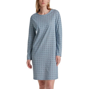 Calida Nights Long Arm Sleepshirt Lyseblå m Møns bomuld Small Dame