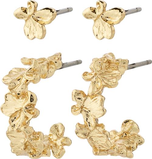 Se Pilgrim Zhuri Recycled Earrings 2in-1 set Gold-plated one size - Creoler hos Magasin ved Magasin