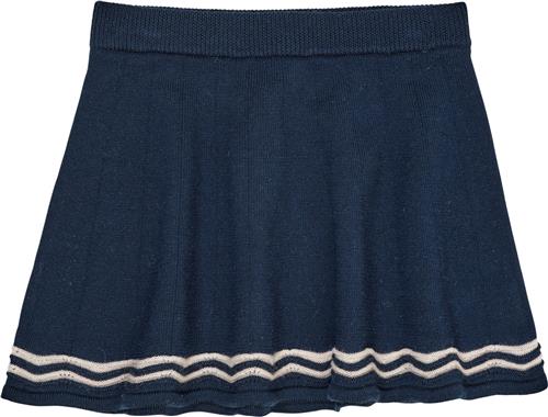 Copenhagen Colors Merino LT. Knitted Tennis Skirt Str 98 Merino - Navy/cream Combi Nederdele hos Magasin