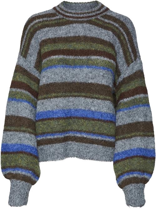 Vero Moda Vmnathalia LS High Neck Knit VMA Kvinde Nutria/multi Sweaters Regular Fit Str S - hos Magasin