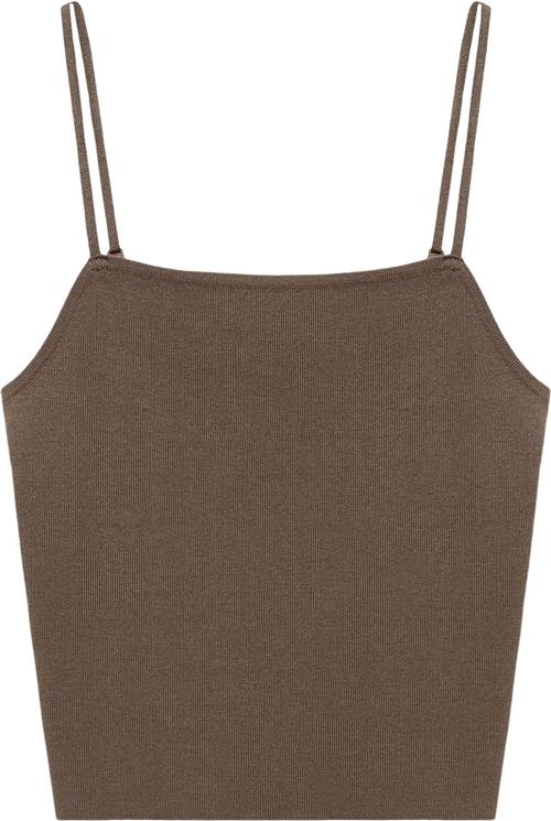 MANGO Knit Strap top Kvinde Beige - Khaki Langærmede Bluser Str M - hos Magasin