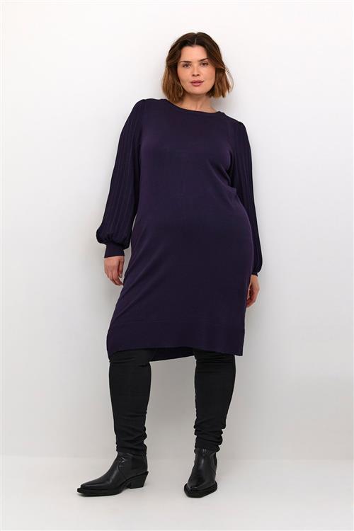 Kaffe Curve Kcloni Knit Dress Kvinde Dawn Purple Langærmede Bluser Str XL - Viskose hos Magasin