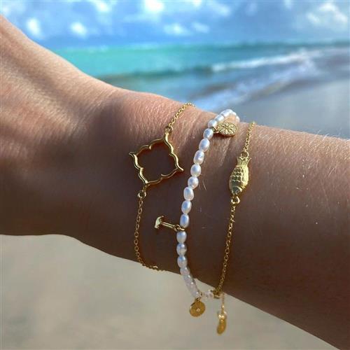 Se With love darling Community Bracelet Vermeil (925 Sterling Silver Gold Plated 2. 5 Micro ONE SIZE - Kædearmbånd Med Vedhæng hos Magasin ved Magasin