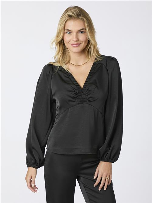 Se Neo Noir Istana Heavy Sateen Blouse Kvinde Black Langærmede Bluser Str 36 - hos Magasin ved Magasin