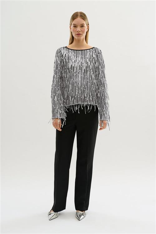 Karen by Simonsen Kbsandie Top Kvinde Silver Langærmede Bluser Straight Fit Str XS - hos Magasin