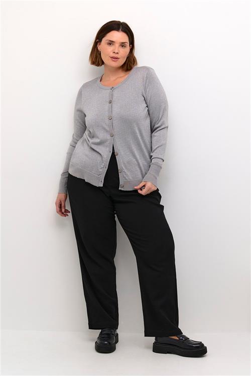 Kaffe Curve Kcregitta Cardigan Kvinde Grey Silver Metallic Langærmede Bluser Str S - Nylon hos Magasin