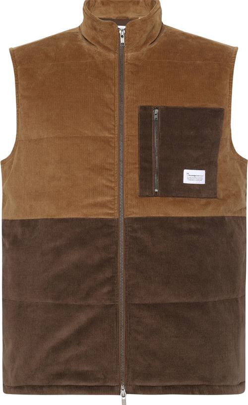 Knowledge Cotton Apparel 14wales Corduroy Colorblock Vest - Grs/vegan Mand Dachshund Veste Str S - hos Magasin