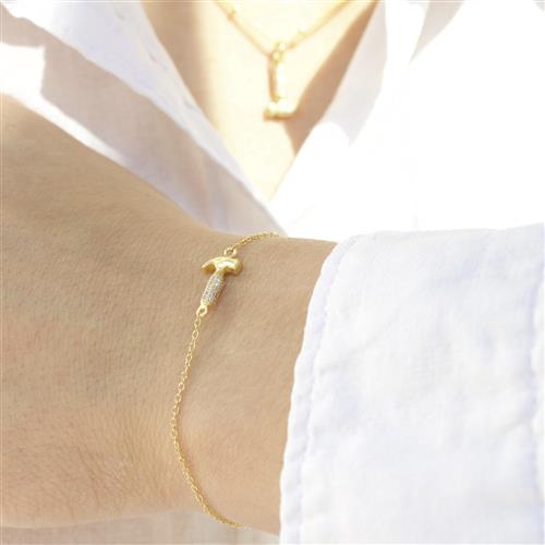 With love darling Hammer Bracelet Vermeil (925 Sterling Silver Gold Plated 2. 5 Micron) ONE SIZE - Kædearmbånd Med Vedhæng hos Magasin