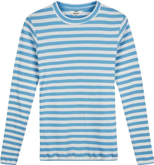 Se Mads Nørgaard - Copenhagen 2x2 Cotton Stripe Tuba Tee LS Kvinde Alaskan Blue/white Alyssum Langærmede T-shirts Str XS - hos Magasin ved Magasin