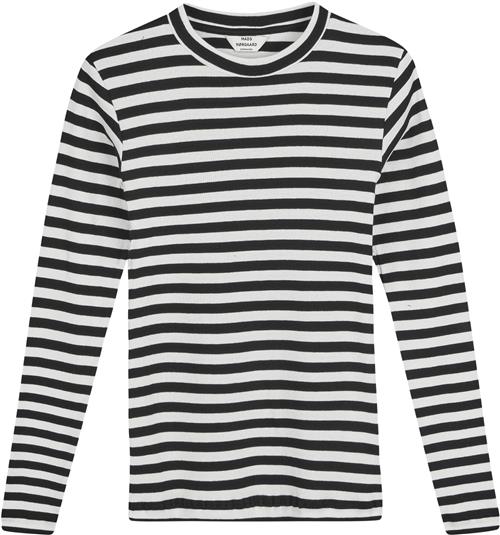 Mads Nørgaard - Copenhagen 2x2 Cotton Stripe Tuba Tee LS Kvinde Black / White Alyssum Langærmede T-shirts Str S - hos Magasin