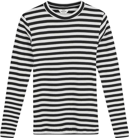 Mads Nørgaard - Copenhagen 2x2 Cotton Stripe Tuba Tee LS Kvinde Black / White Alyssum Langærmede T-shirts Str M - hos Magasin