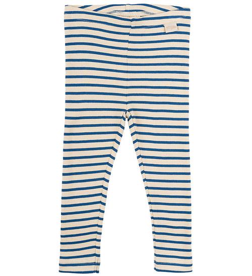 Se Petit Piao Leggings - Rib - Modal - Deep Cobalt/Dark Off White ved KidsWorld