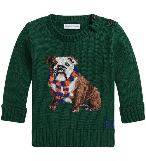 Se Polo Ralph Lauren Bluse - Strik - GrÃ¸n m. Hund ved KidsWorld