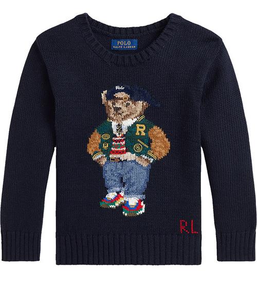 Se Polo Ralph Lauren Bluse - Strik - Navy m. Bamse ved KidsWorld