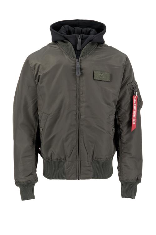 ALPHA INDUSTRIES Overgangsjakke 'MA-1 D-Tec'  grøn / rød / sort / hvid