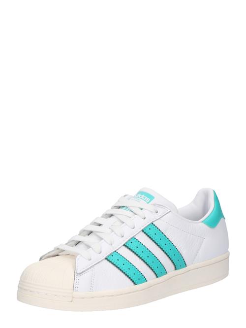 Se ADIDAS ORIGINALS Sneaker low 'SUPERSTAR'  turkis / mørkegrøn / hvid ved About You