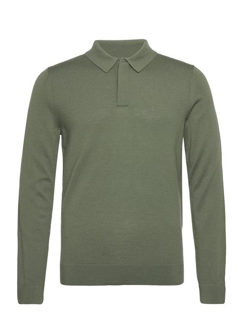 Se Calvin Klein Merino Polo Sweater Calvin Klein Green ved Booztlet