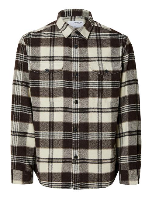 Selected Homme Slhloosepablo Ls Check Overshirt W Selected Homme Brown