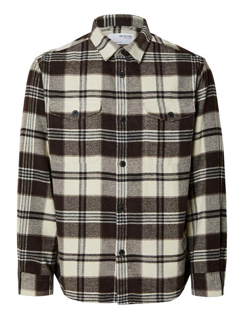 Slhloosepablo Ls Check Overshirt W Selected Homme Brown