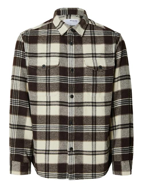 Slhmason-Pablo Check Overshirt Selected Brown