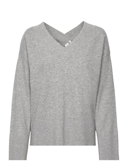 Se YAS Yasemilie Ls V-Neck Knit Pullover S.noos YAS Grey ved Booztlet