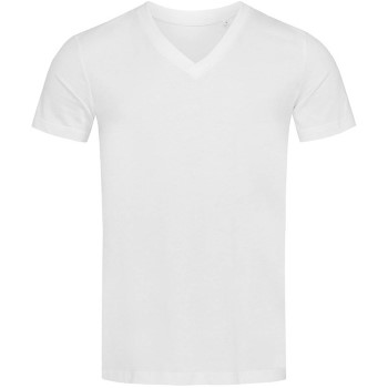 Se Stedman James Organic Men V-Neck Hvid økologisk bomuld XX-Large Herre ved Timarco