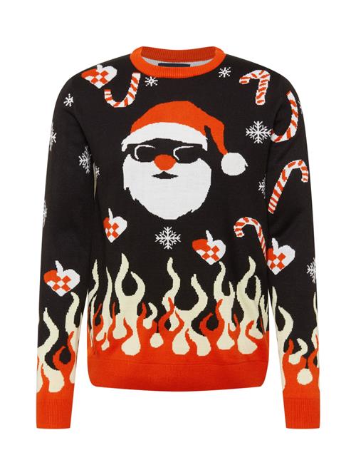 Denim Project Pullover 'X-MAS BURNING SANTA'  creme / rød / sort / hvid