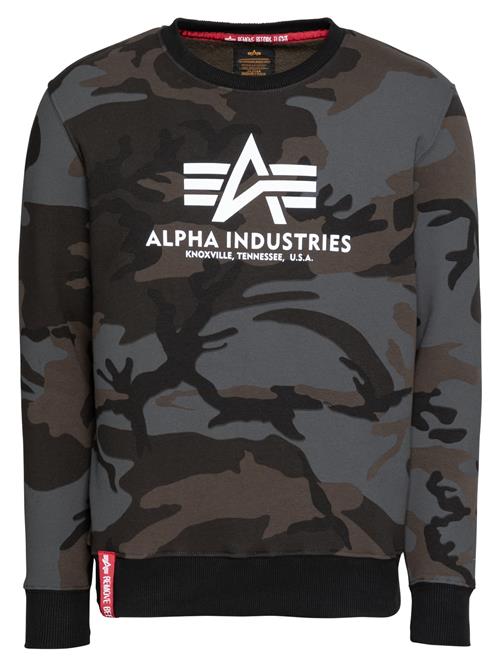 Se ALPHA INDUSTRIES Sweatshirt  mørkegrå / khaki / sort / hvid ved About You