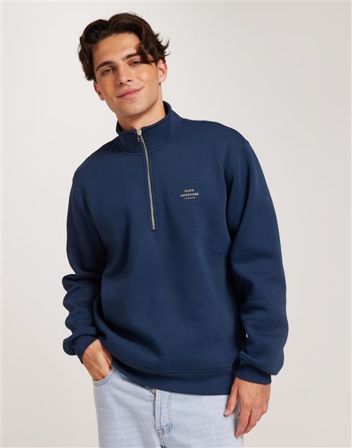 Mads Nørgaard Standard Half Zip Logo Sweat Half zip Blå