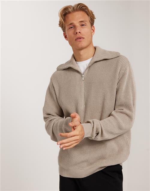 Brand Island Ceasar Half Zip Knit Striktrøjer Beige