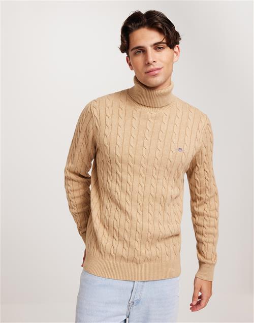 Gant Cotton Cable Turtle Neck Striktrøjer Beige