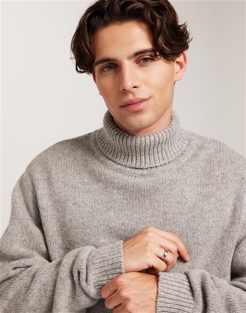 Selected Homme Slhcody Ls Knit Relaxed Roll Neck Polotrøjer Grå