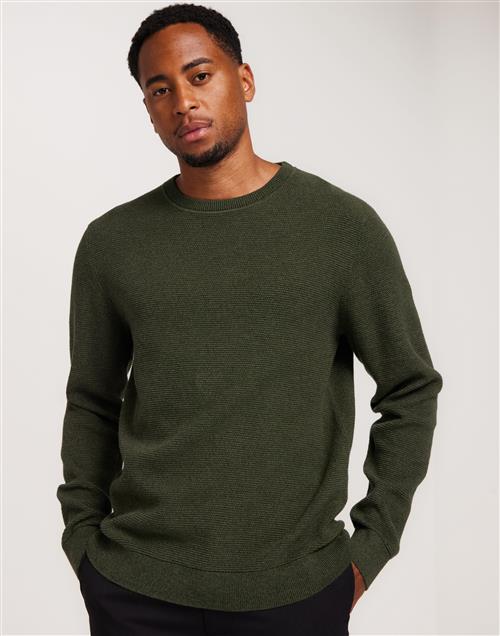 Selected Homme Slhross Ls Knit Structure Crew Neck Pullovers Grøn