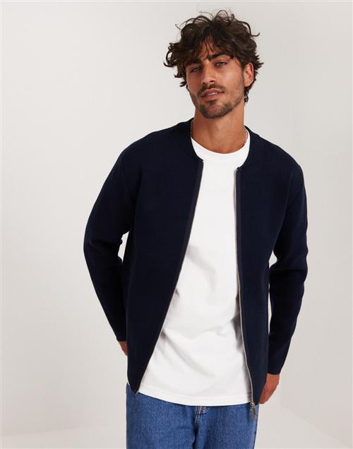 Selected Homme Slhmike Ls Knit Baseball Zip Cardig Cardigans og Kaftan Blå