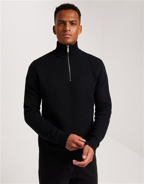 Se Selected Homme Slhdane Ls Knit Structure Half Zip Half zip Sort ved NLY Man