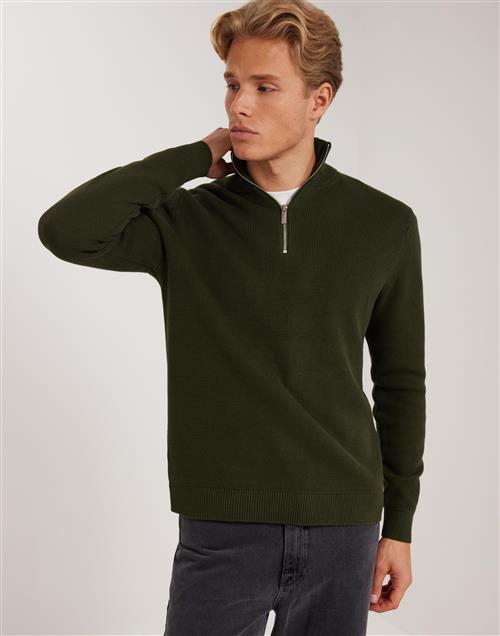 Selected Homme Slhdane Ls Knit Structure Half Zip Half zip Grøn