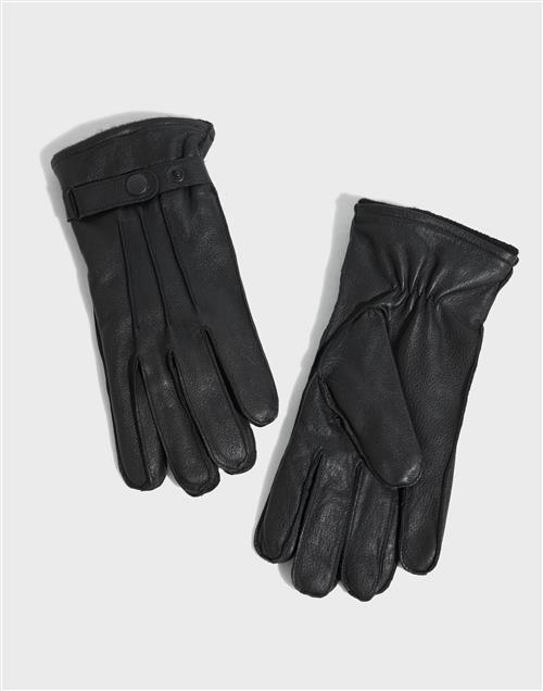 Selected Homme Slhpoul Leather Gloves B Handsker & Vanter Sort