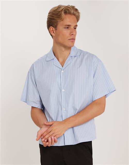 Jack & Jones Jorboxy Poplin Stripe Shirt Ss Styd Kortærmede skjorter Blå