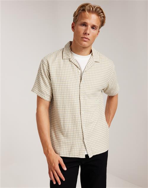 Jack & Jones Jorluke Dobby Check Shirt Ss Kortærmede skjorter Beige