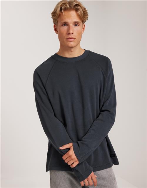 Calvin Klein Jeans Washed Woven Label Waffle Raglan Sweatshirts Grå