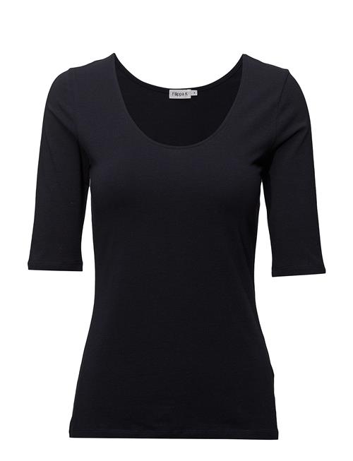 Filippa K Cotton Stretch Scoop Neck Top Filippa K Blue